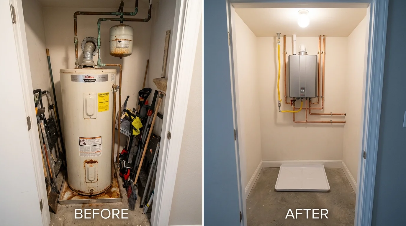 Tank water heater versus wall-mounted tankless unit comparison for Rigby, ID homeowners